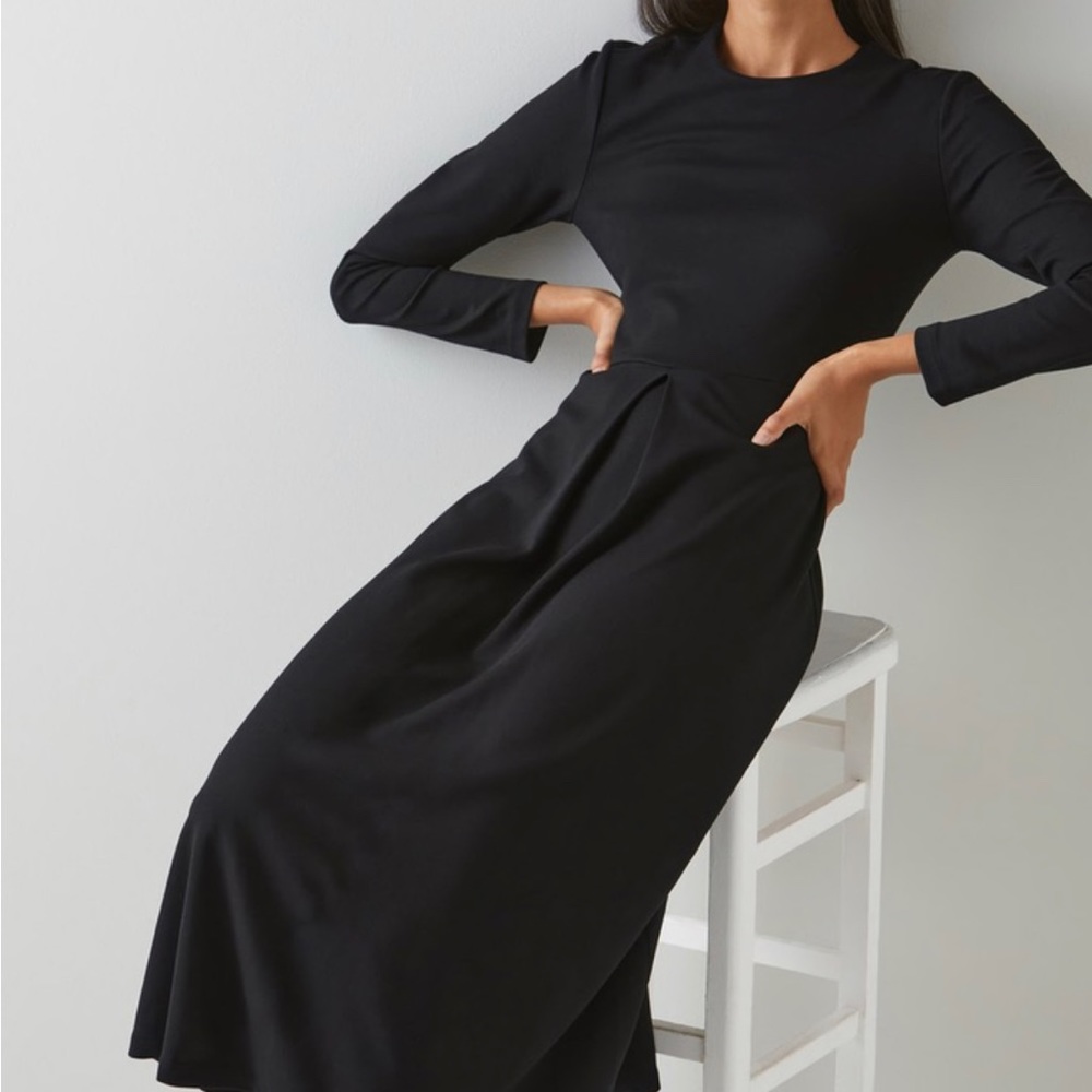 L.K. Bennett Maria Black Jersey Fit and Flare Dress Size 8